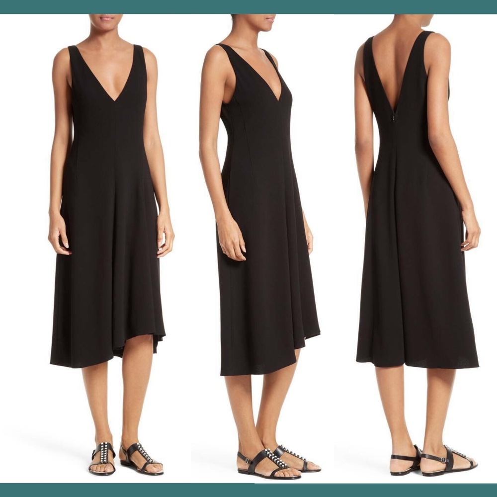 NWT Theory‎ Tadayon B Elevate Crepe Midi Dress in Black [SZ 0 ]